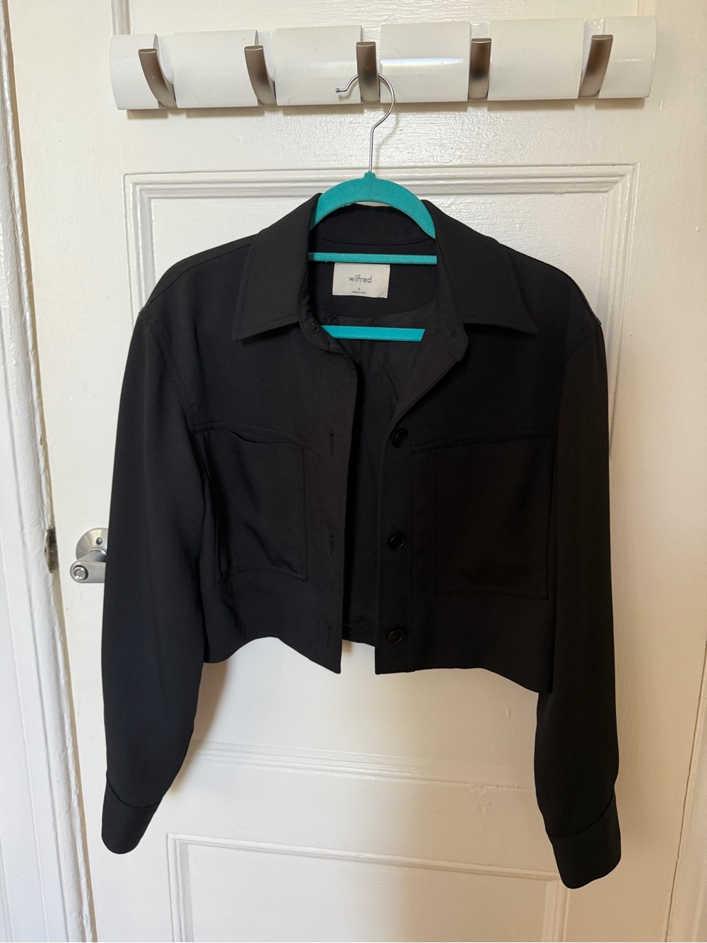 Wilfred Black Cropped Button-Front Jacket